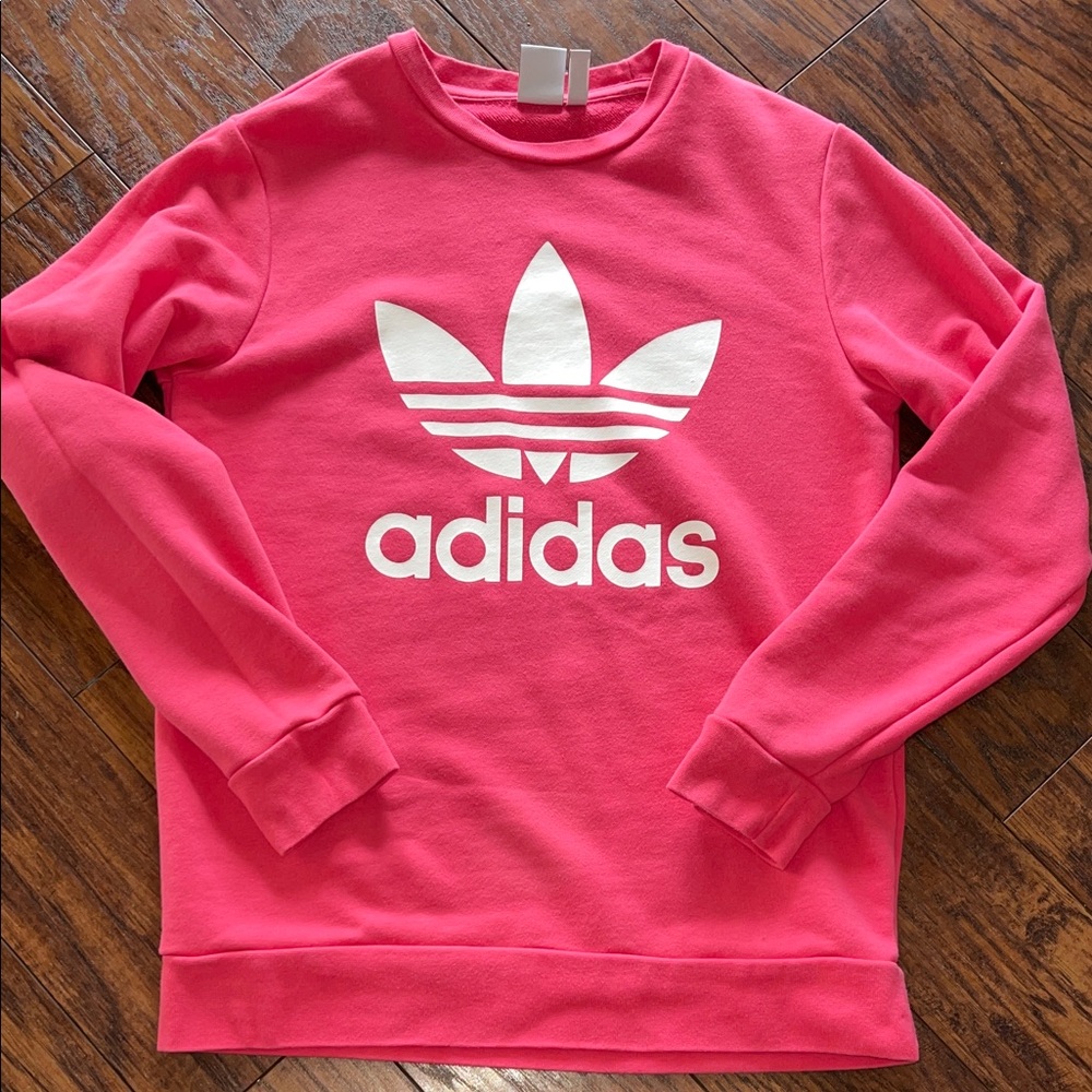 Adidas Originals Girls Pink Crewneck with White Logo